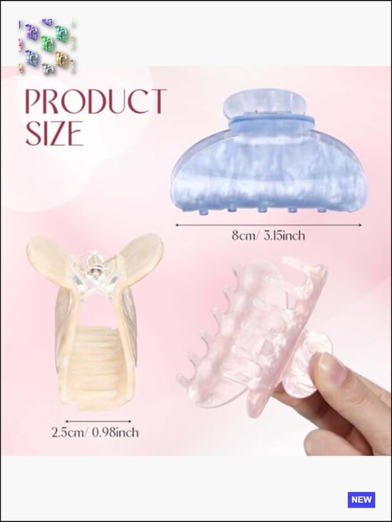 80 Large Acrylic Hair Claw Clips Non Slip Hair Clamps Cute DIY Hairclips Bulk main image 4